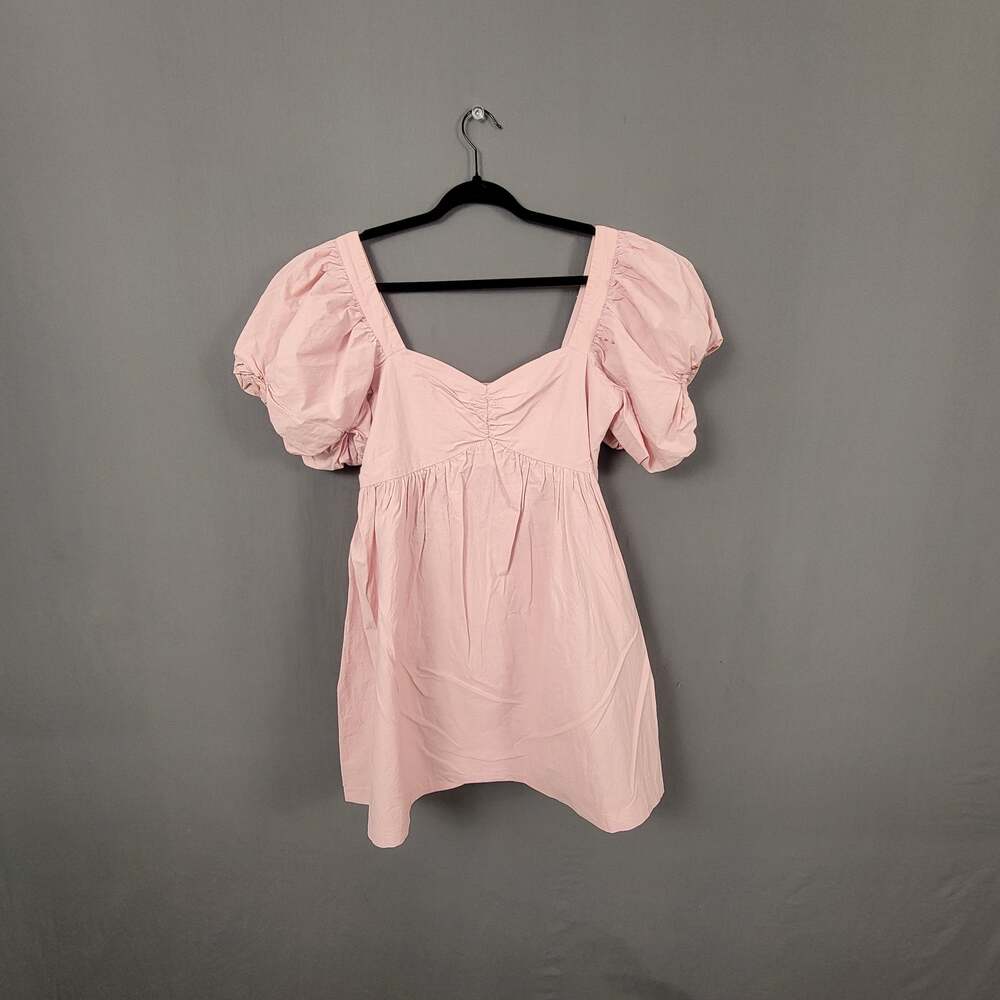 Showpo Sundress Pink Puff Sleeve Babydoll Sweetheart Neck Cotton Coquette Boho